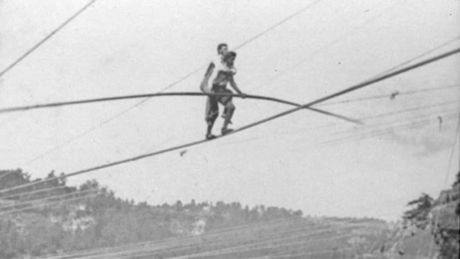 Walking a tightrope across Niagara Falls